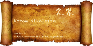 Korom Nikoletta névjegykártya